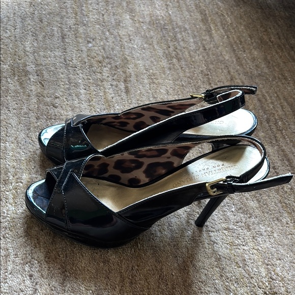 Elegant Black Peep-Toe Slingback Heels - Picture 1 of 2
